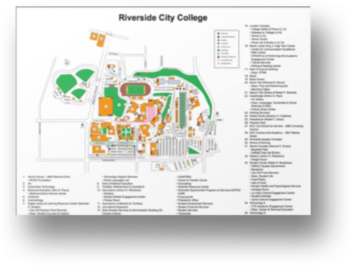 Riverside City College includes a printable campus map on their website.