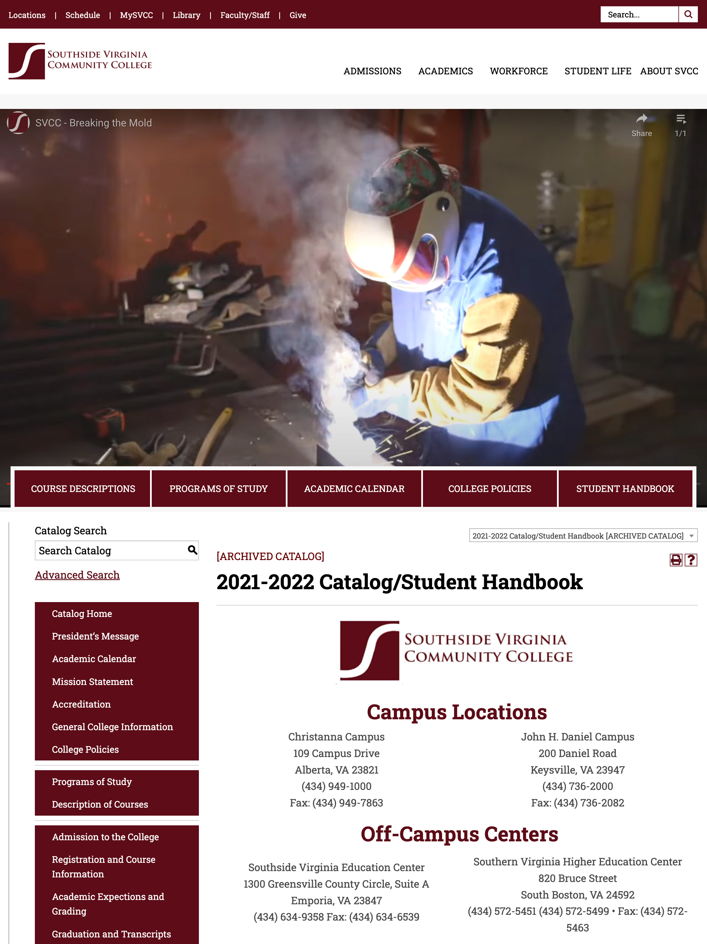 southside virginia university catalog