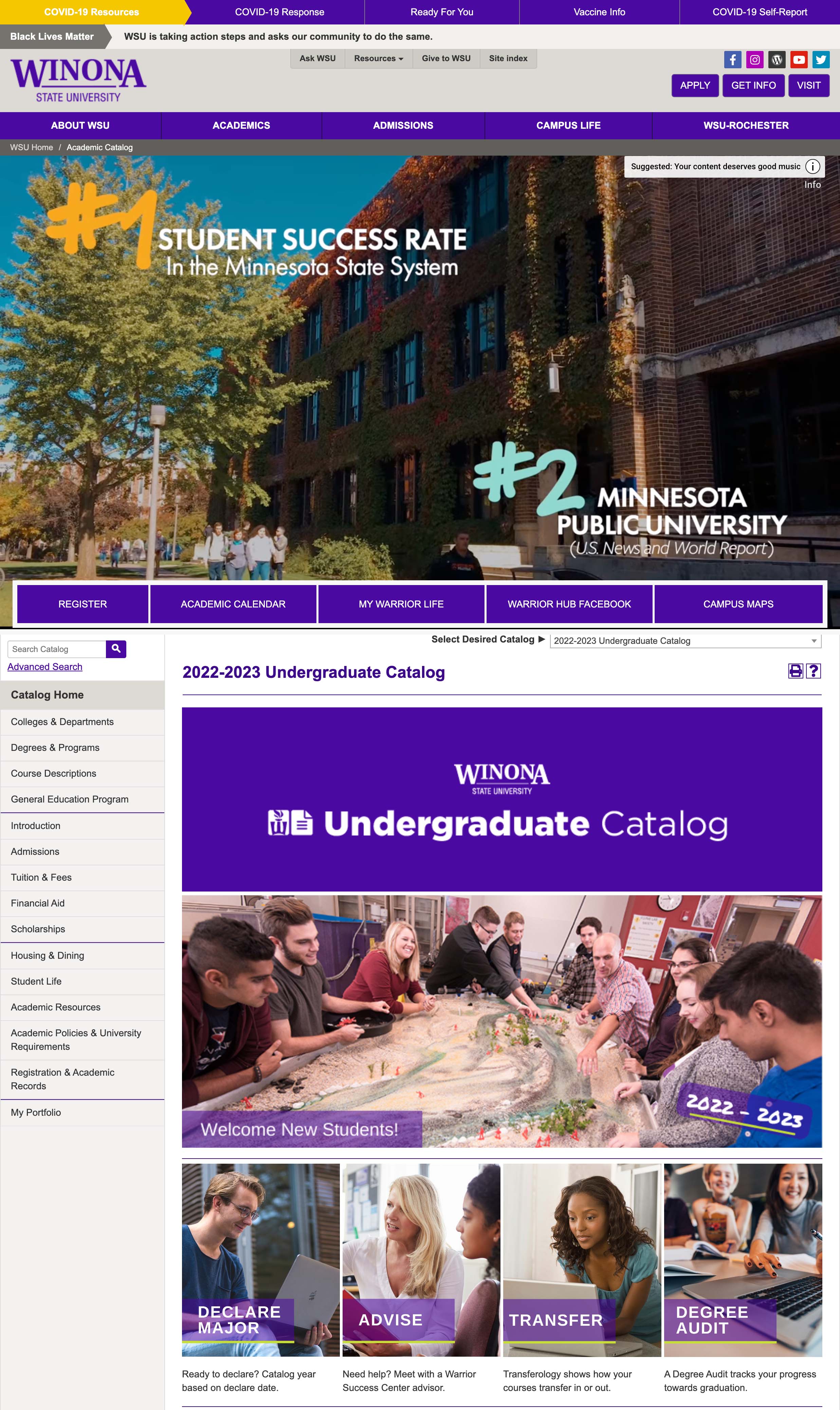 wiona state university catalog