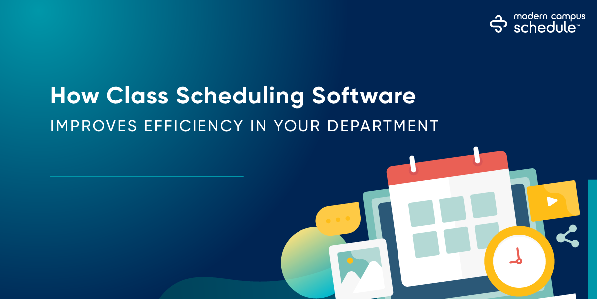 graphic with text 'how class scheduling software improves efficiency'