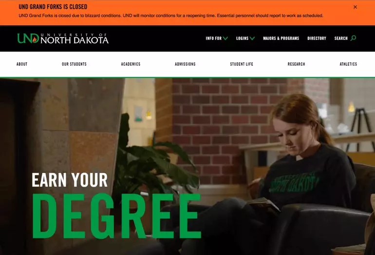 University of North Dakota’s website refresh provides immediate communication with students—something that the best digital marketing campaigns will include.