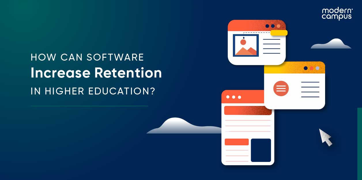 Graphic image with the phrase 'How can software increase retention in higher education'