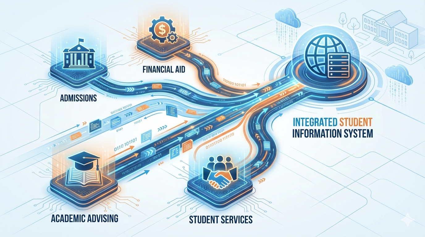 An image showing the role of a student information system alongside other campus functions