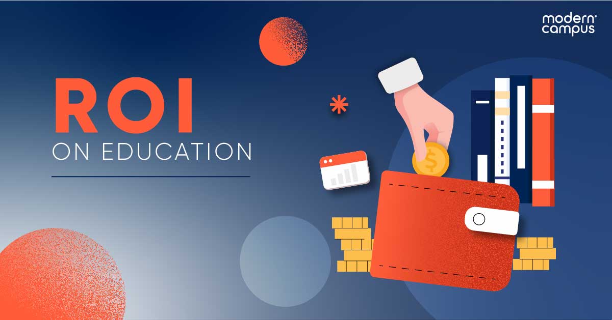 Graphic design showing the phrase ROI on education.