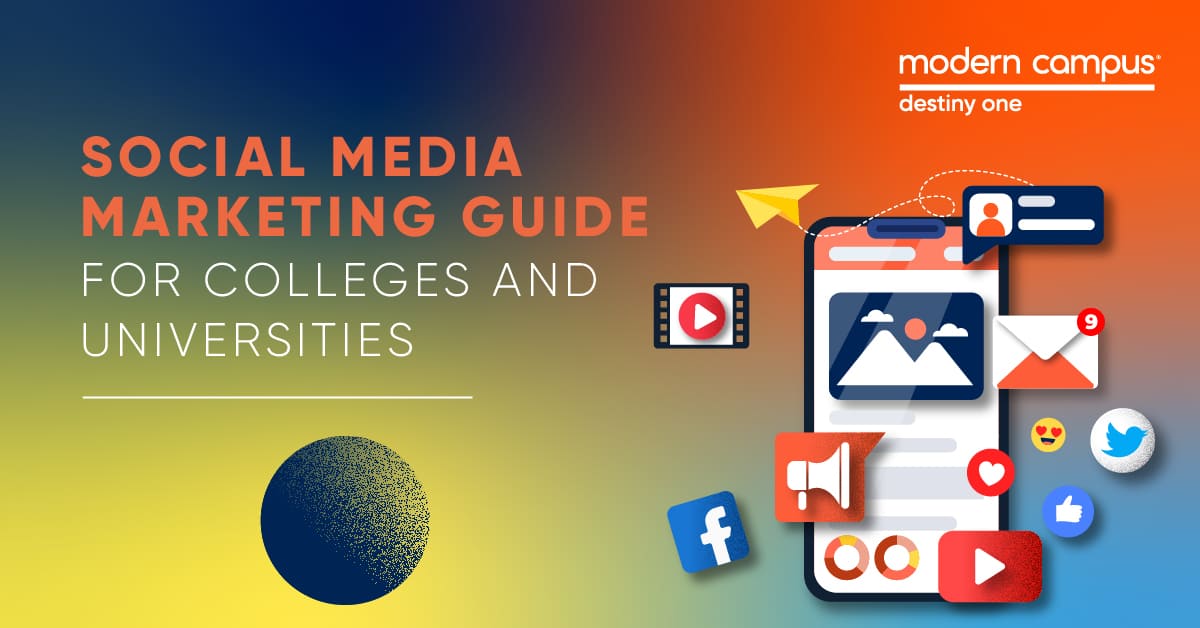 Graphic with the phrase Social Media Marketing Guide for Colleges and Universities.