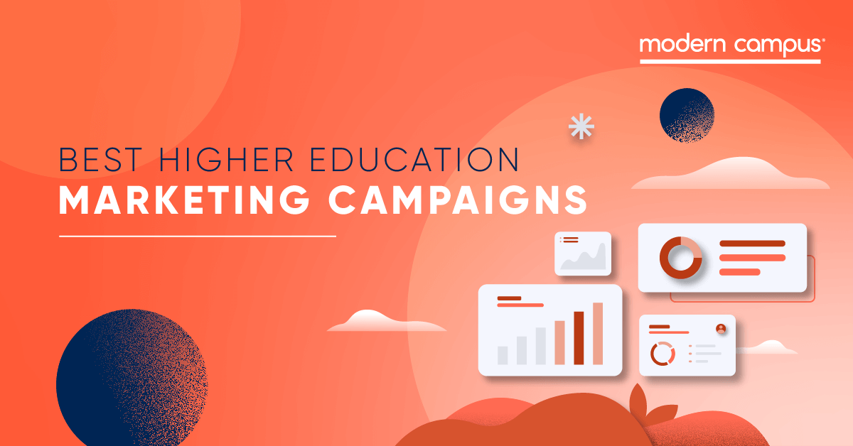 Graphic with the phrase Best Higher Education Marketing Campaigns.