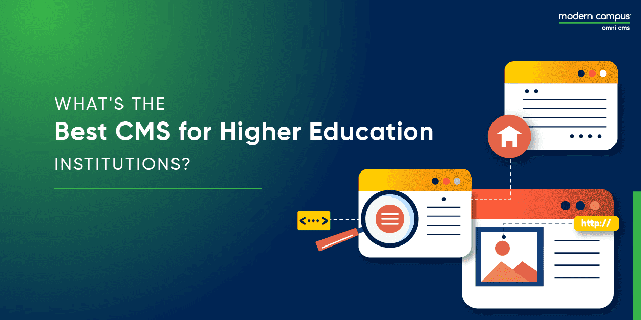 Graphic design with the phrase What's the Best CMS for Higher Education Institutions?
