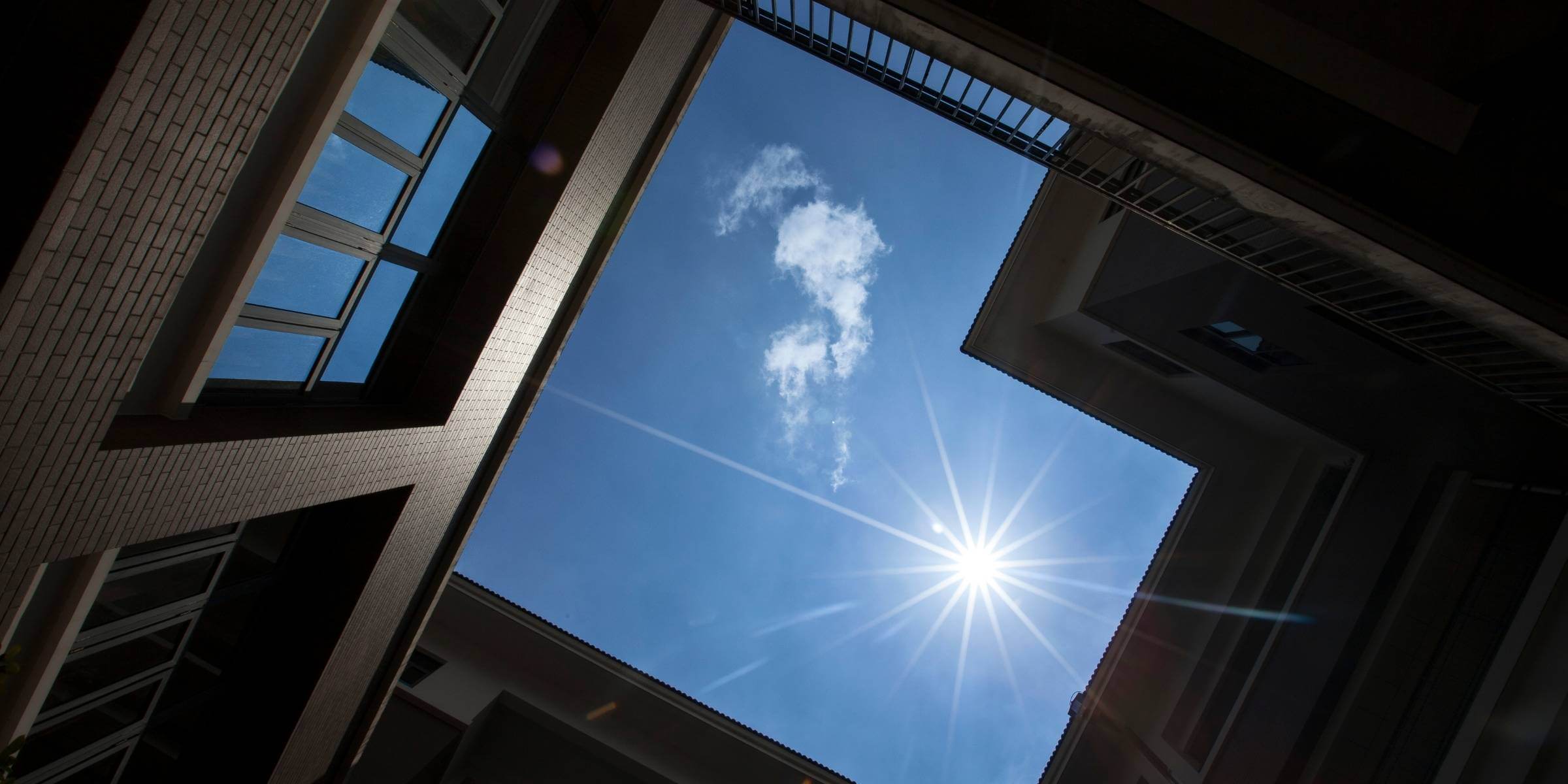 view of sunshine through a skylight window