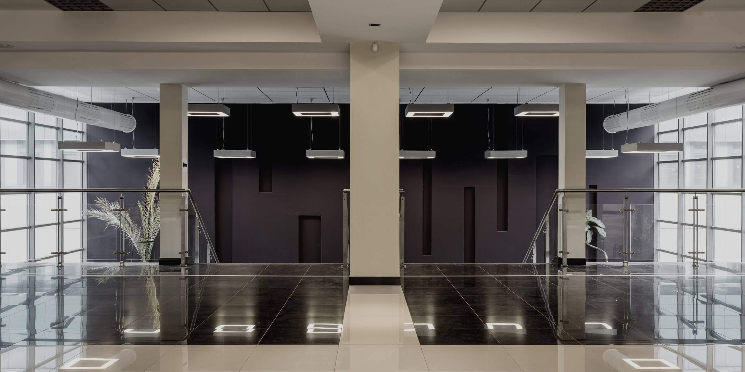 an open college building hallway