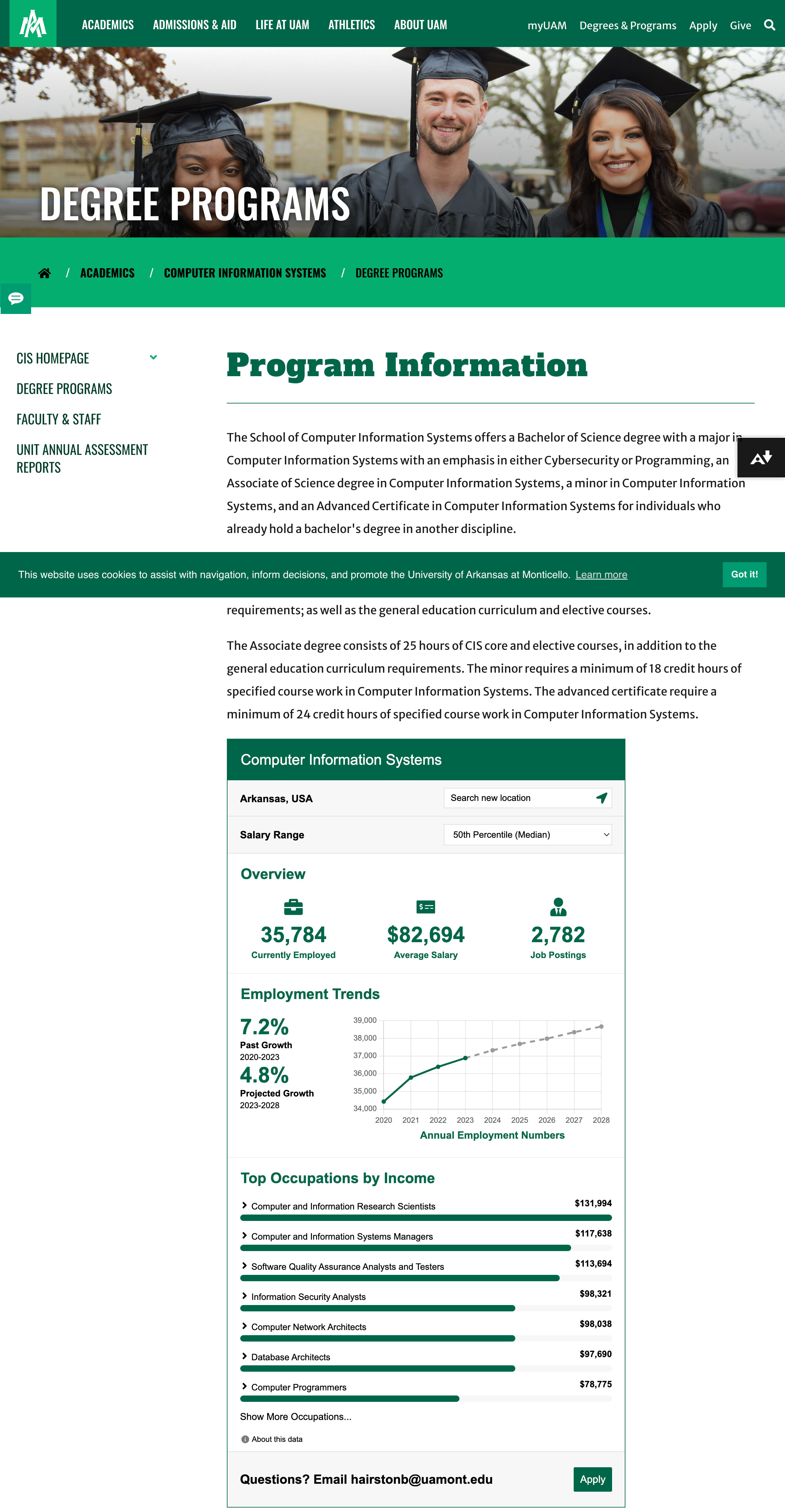 University of Arkansas Monticello Website