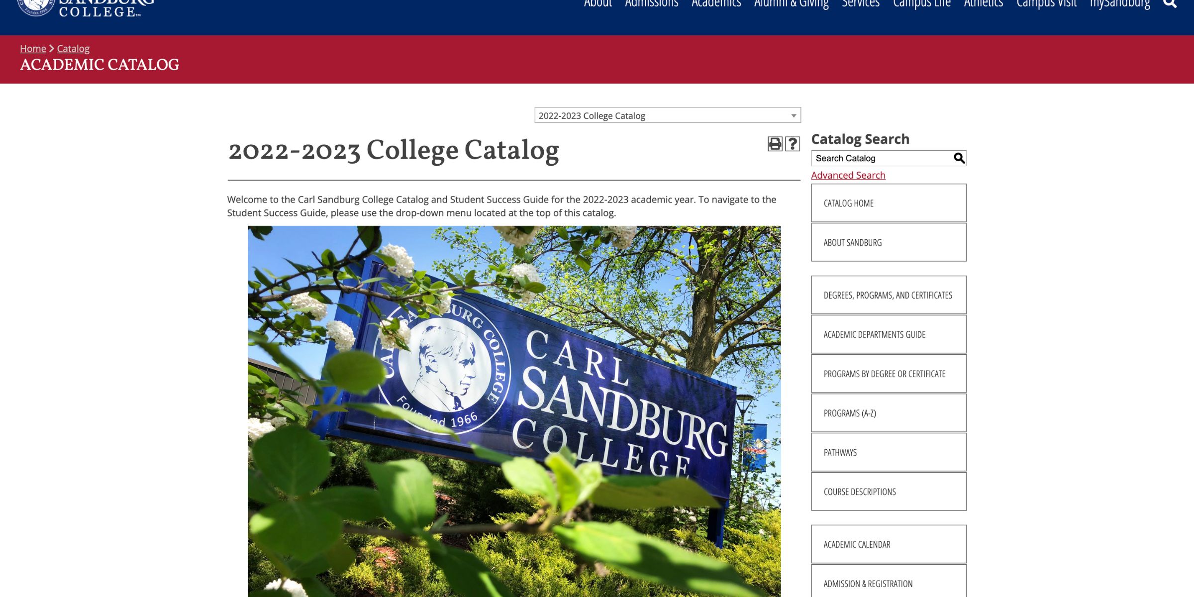 carl sandburg college catalog