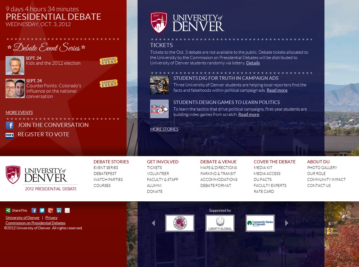 To design the very best site for this historic debate, University of Denver turned to Modern Campus.