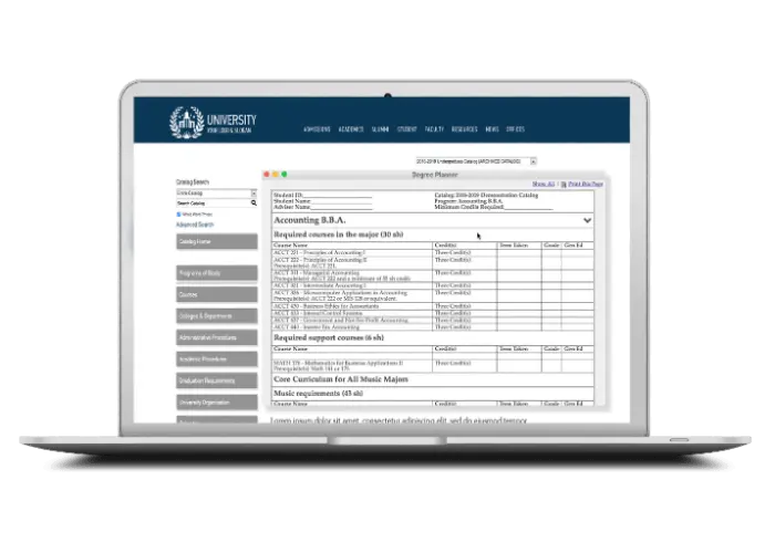 Online Course Catalog Software - Acalog - Degree Planner