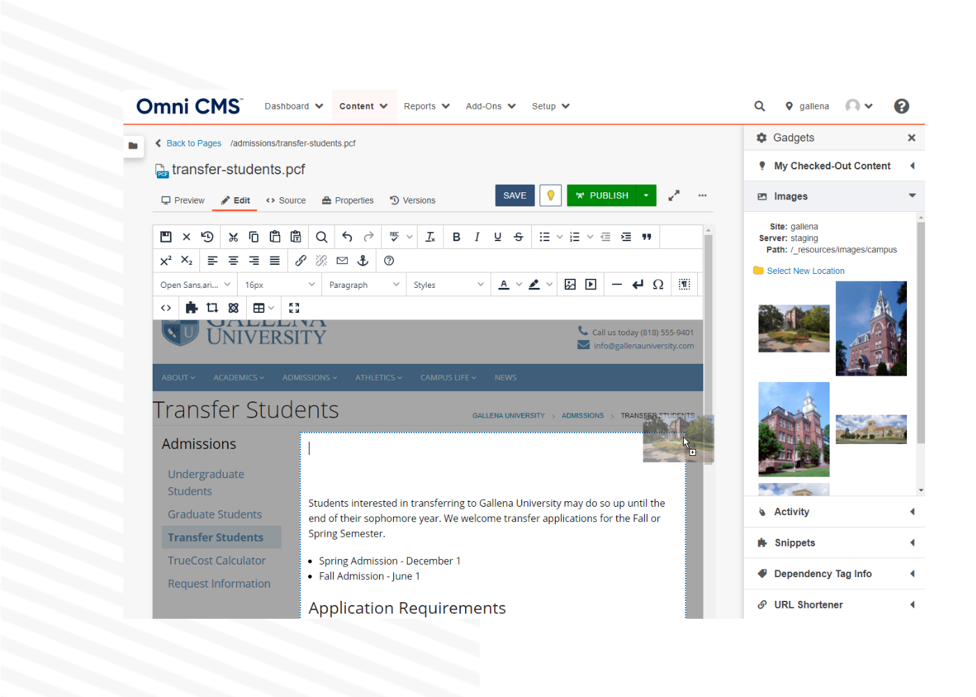 Modern Campus CMS enables users to easily update web pages.