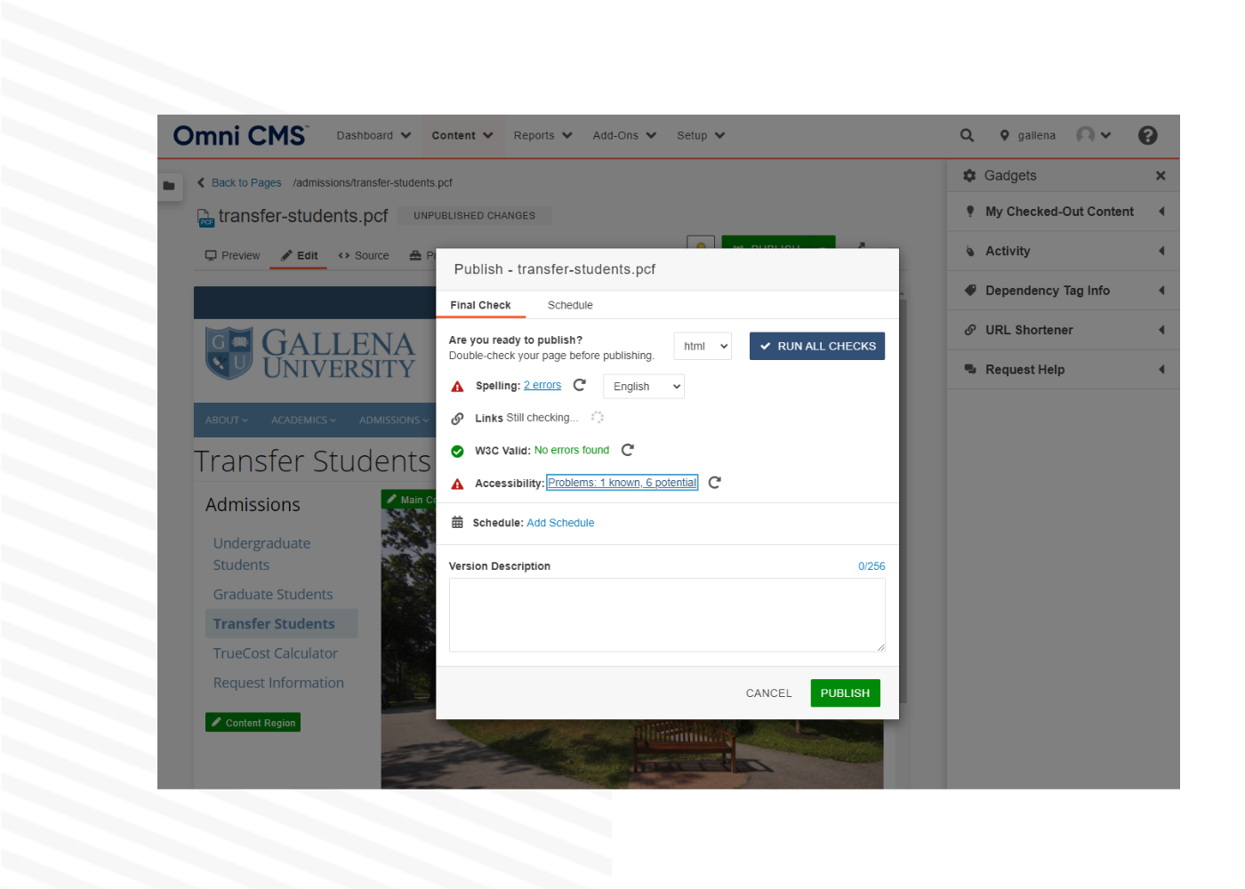 Modern Campus CMS checks for accessibility issues on your website.