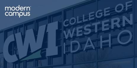 closeup of a sign on a glass building that says College of Western Idaho