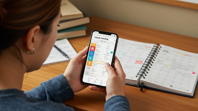 student using cloud catalog