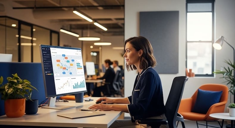 An image of an employee examining career pathways