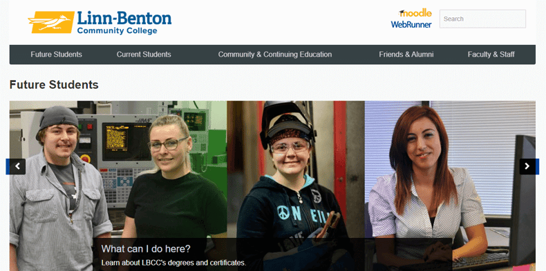 Example of great higher ed web design incorporating a guided pathway model.