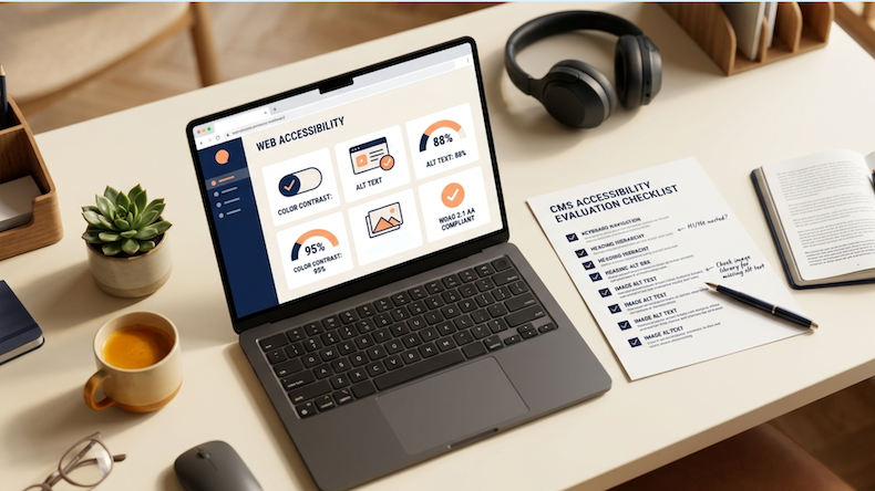 An image of a computer displaying web accessibility metrics
